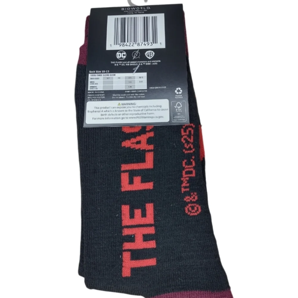 DC Comics The Flash Black and Red Crew Socks Unisex Bundle And Save